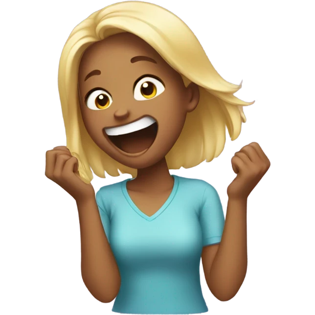 Girl holding her laugh emoji