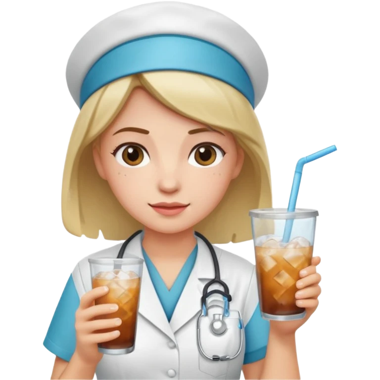 nurse holding iced drink emoji