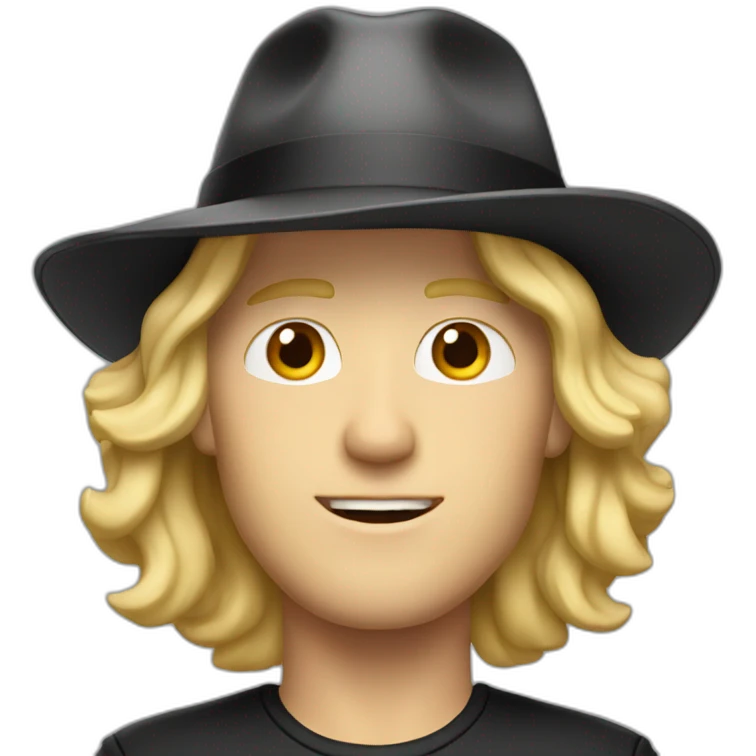 White man with blond hair wearing a fedora black hat emoji