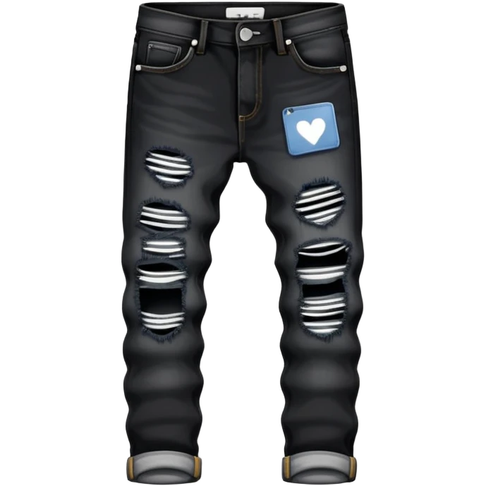 Black ripped jeans with white tag in back emoji