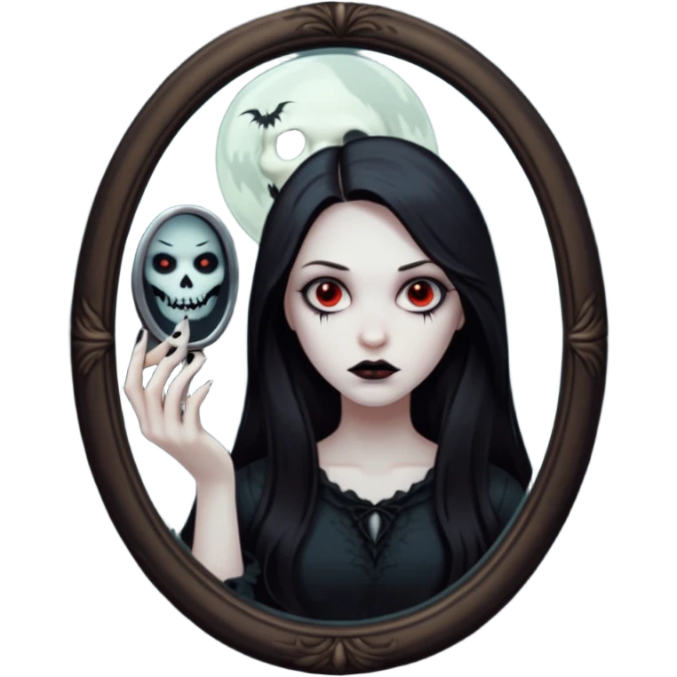 Spooky killer on mirror behind woman emoji