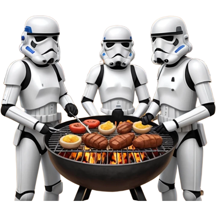 Stormtroopers enjoying a bbq and talking to hot Star Wars girls emoji