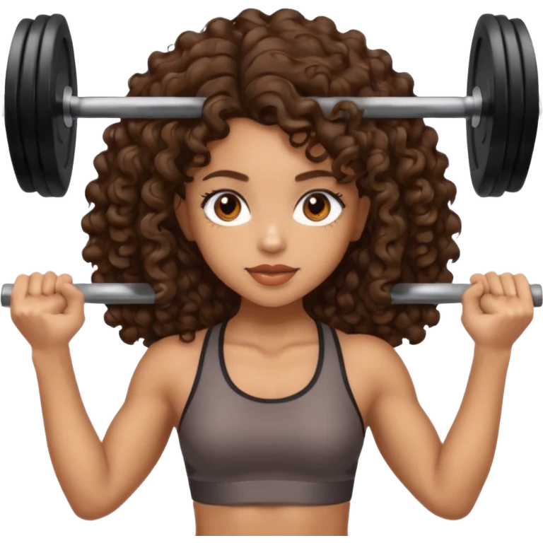 pretty lightskin girl with brown eyes and brown wavy cury hair lifting weight emoji