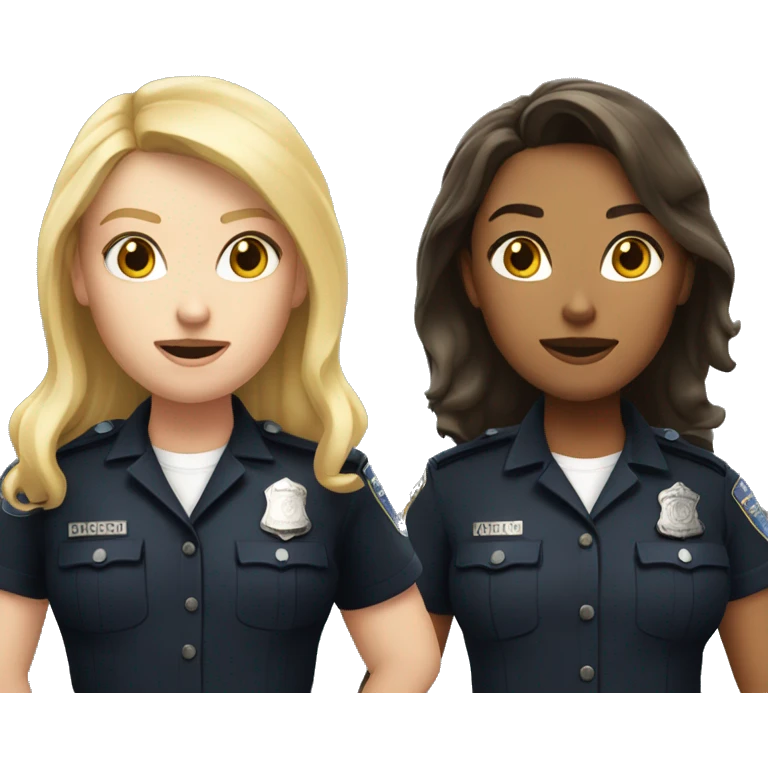 Two police woman (one with long blonde hair and medium skin and the other one with short dark hair and white skin) emoji