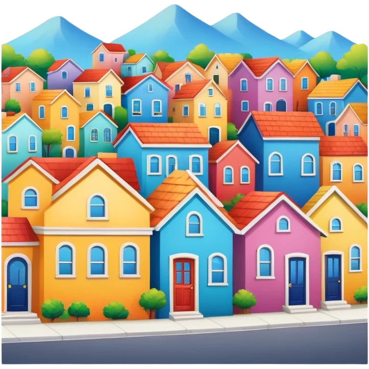 Neighborhood with colorful houses emoji
