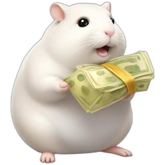 Fat hamster offering pack of money   emoji