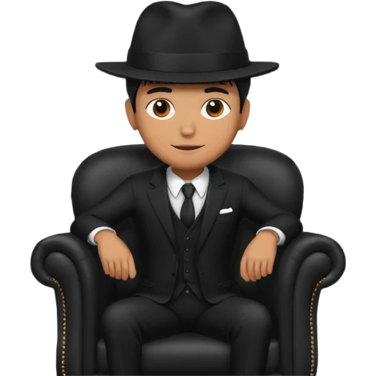 mafia in hat, armchair, black emoji