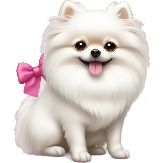 White Pomeranian with pink bow emoji