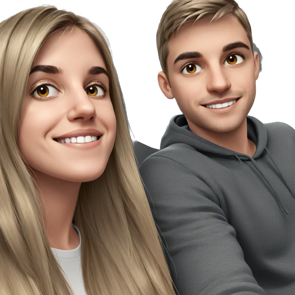 smiling girl with boy selfie emoji