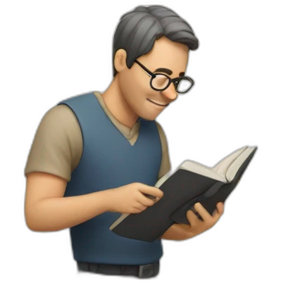 man checking the index of a book emoji