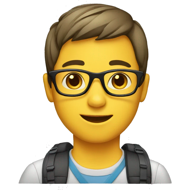 boy with straight hair-school bag-glasses emoji