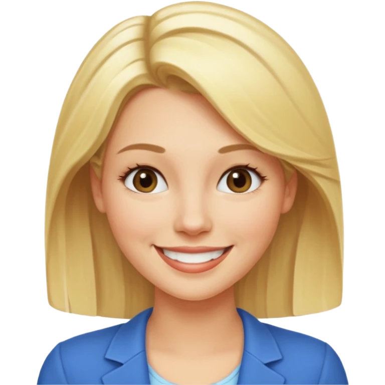 emoji of a 30-year-old woman with a more mature appearance, lady-like features, blonde hair, smiling emoji