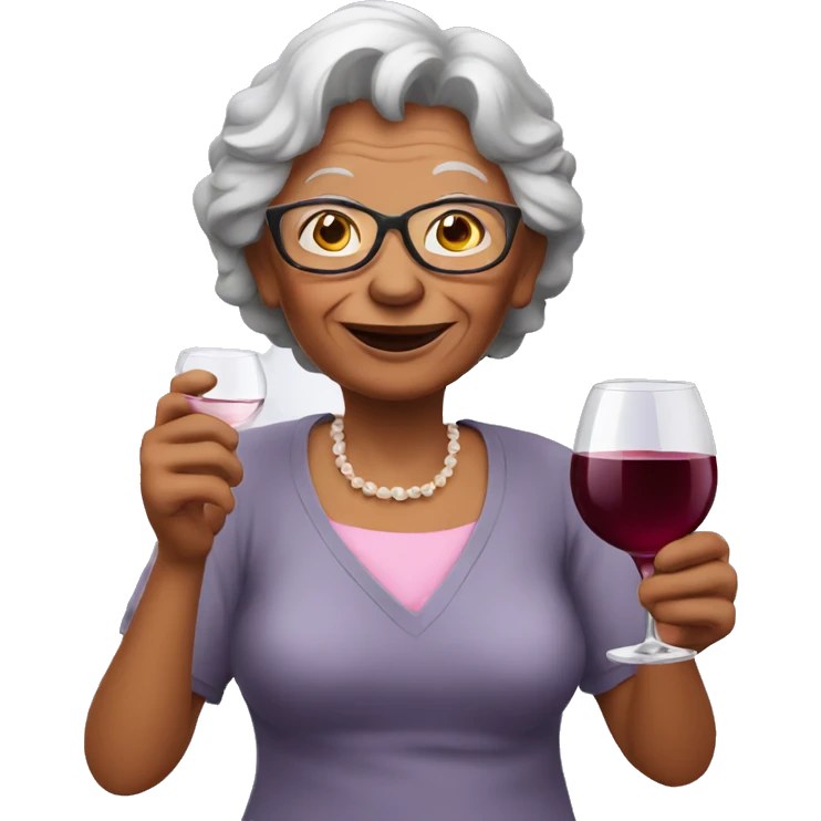 grandmother with a glass of wine emoji