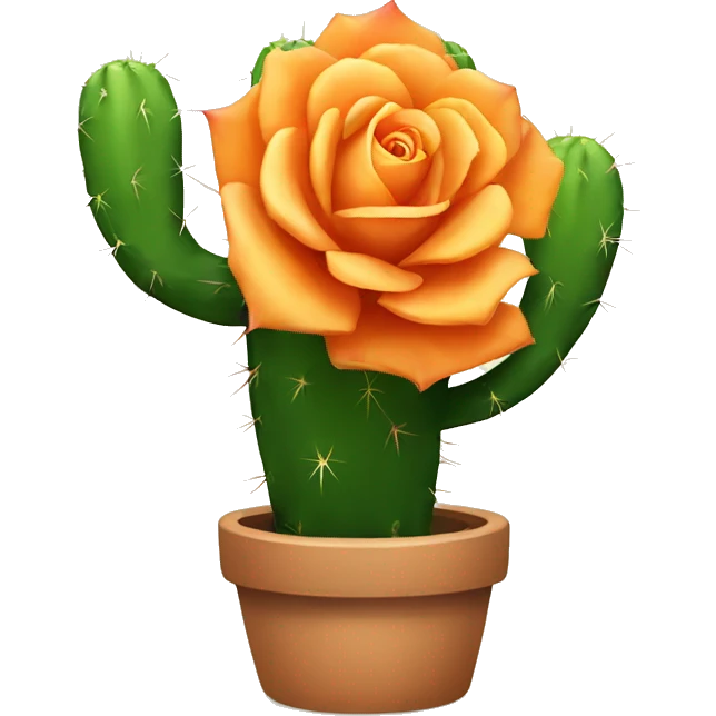 Cactus with light orange rose  emoji
