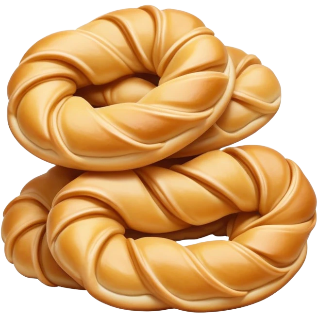 Tianjin Fried Dough Twist Mahua twisted crispy pastry, simplified emoji style with bold outlines and bright colors, cartoon style traditional Chinese fried snack emoji