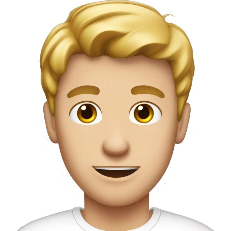 young caucasian man with white t-shirt emoji