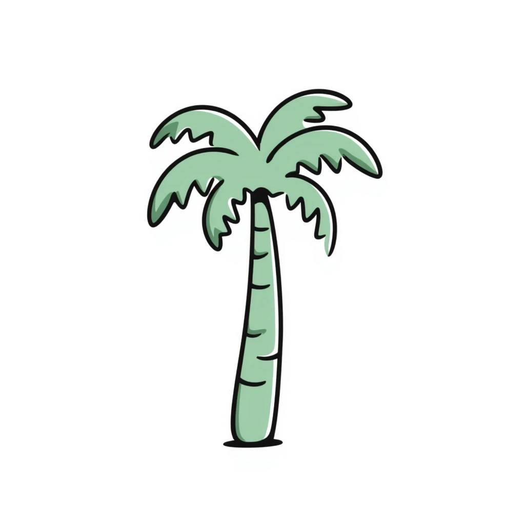 palm tree with pastel mint trunk and pastel pink leaves emoji
