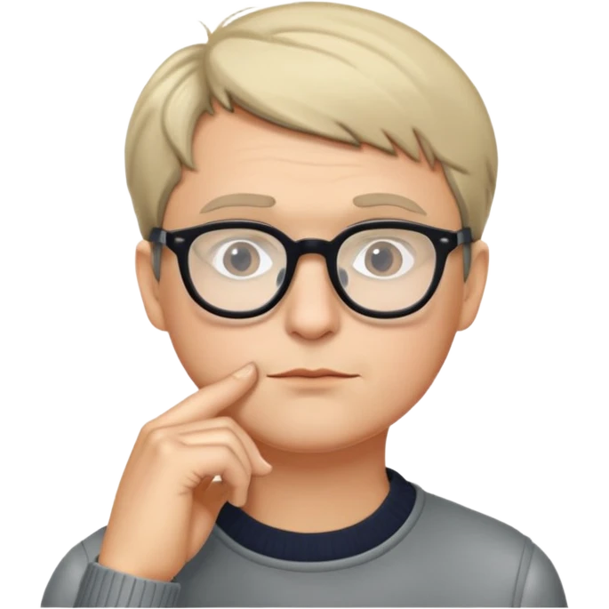 Hartmut Rosa thinking, hand on chin, glasses, short hair emoji