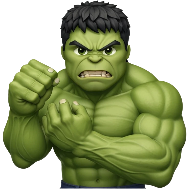big muscular green cool hulks fist with  4 fingers emoji