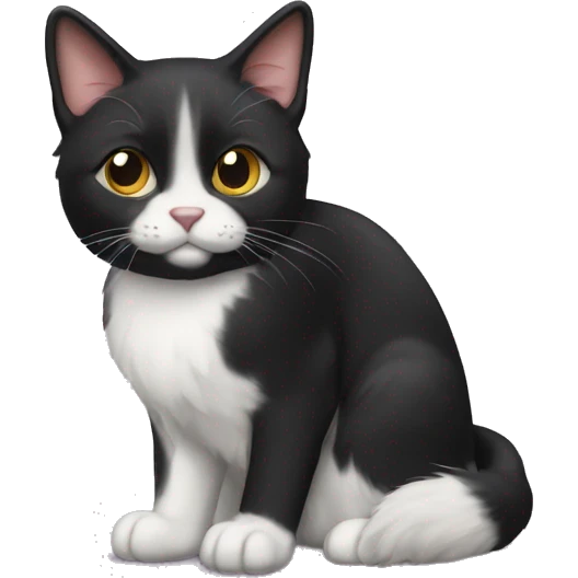 Medium hair tuxedo cat emoji