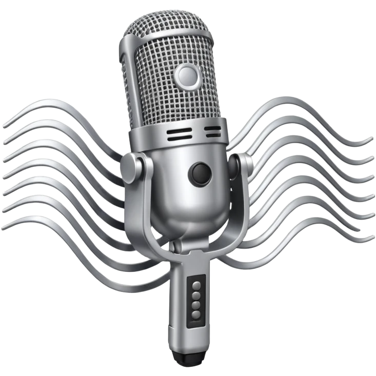 microphone with sound waves around emoji