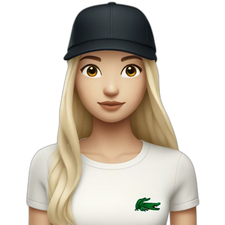 Lacoste bag girl with black lacoste cap emoji