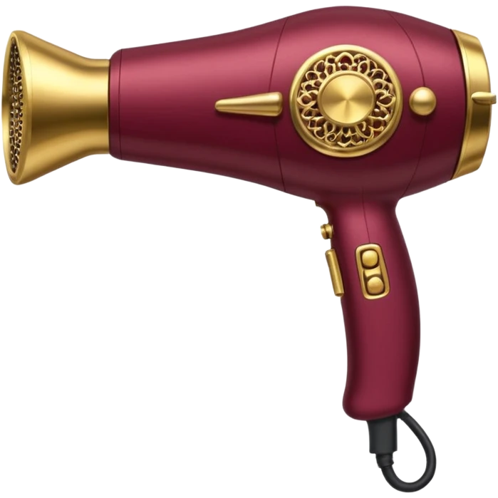 burgundy blow dryer covered in jewelry emoji