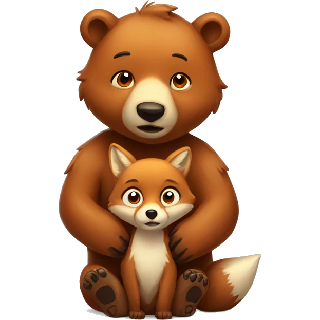 Bear with cutie fox  emoji