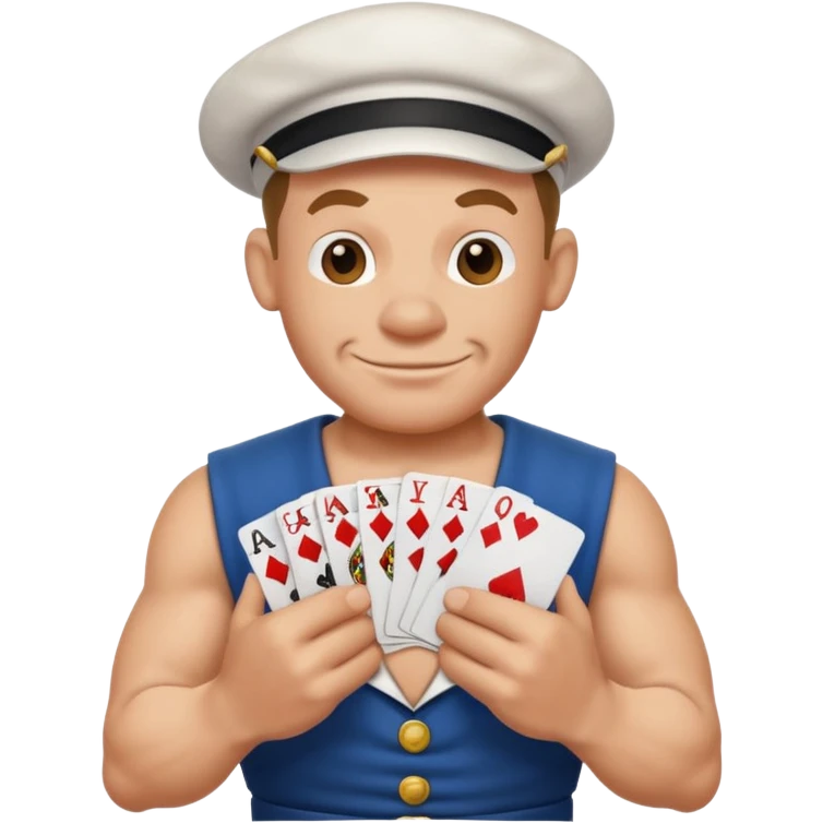 Popeye the sailor holding poker cards emoji