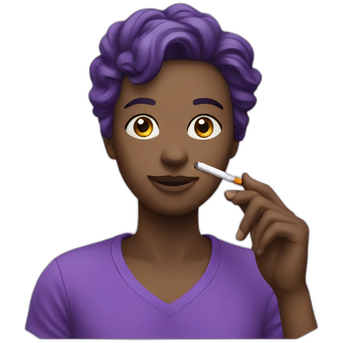 chat violet avec une cigarette emoji