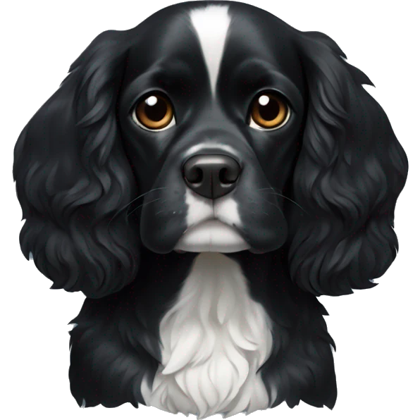 Small all black king spaniel with white on chest emoji