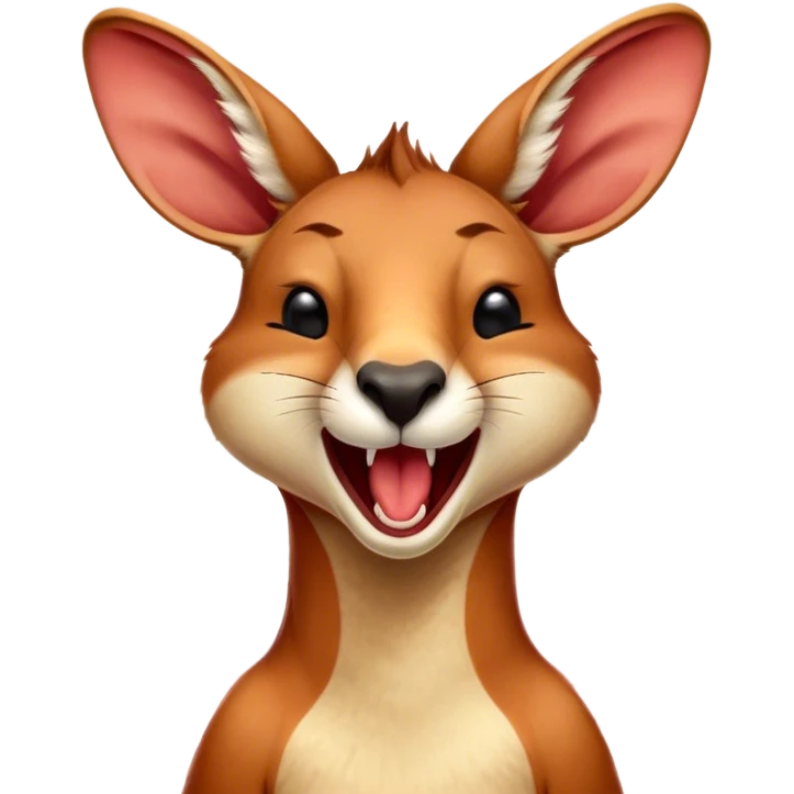 Cinematic Cute Yawning Adult Red Kangaroo Portrait Emoji, Head tilted slightly with a dramatic, wide-open yawn, showcasing a sturdy, reddish form with a distinct red kangaroo-shaped head, a relaxed elongated snout, and sleepy, half-closed eyes, Simplified yet irresistibly adorable features, highly detailed, glowing with a soft, cozy outback glow, high shine, relaxed yet expressive, stylized with a dash of whimsical charm, soft glowing outline, capturing the essence of a drowsy yet affectionate kangaroo that appears ready to stretch and yawn its way out of the screen! emoji