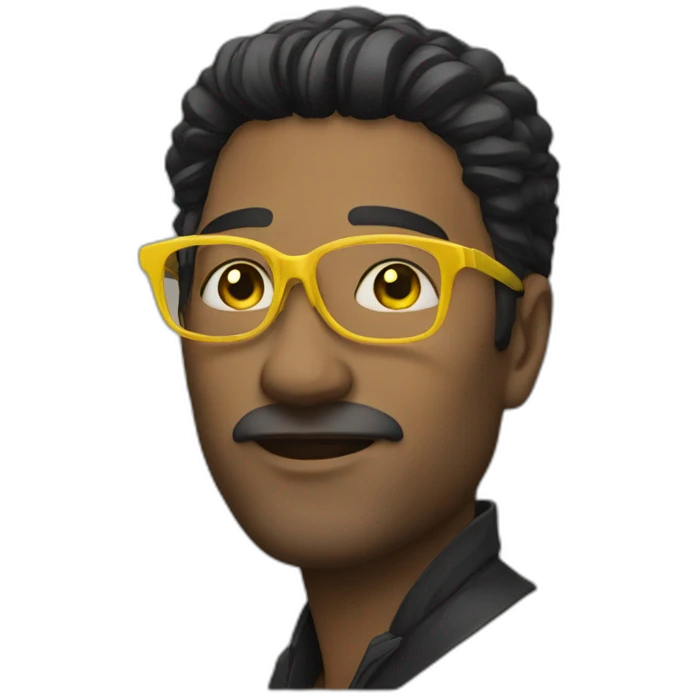 Man with yellow tinted glasses and black hair  emoji