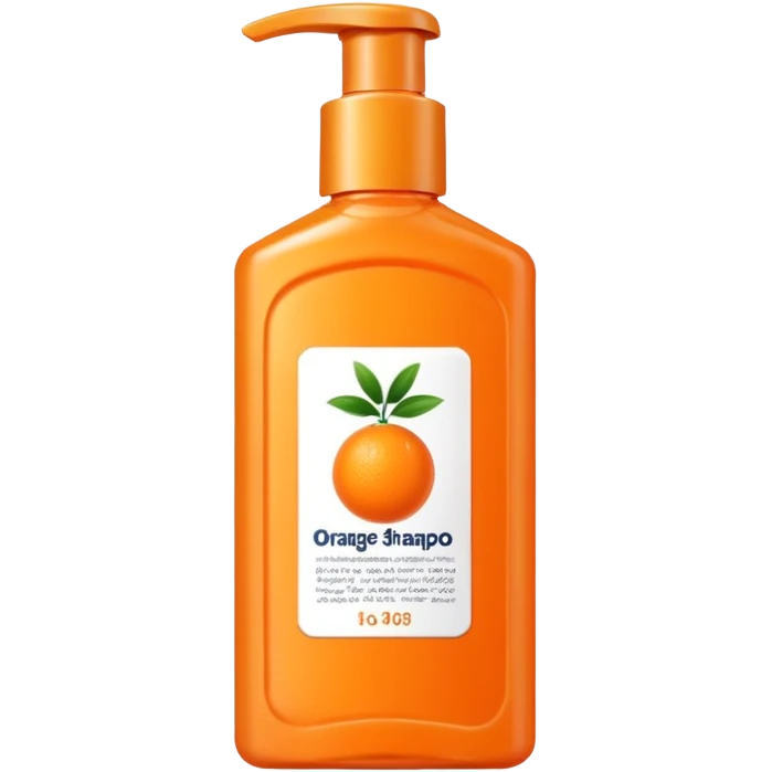 Square-shaped orange-colored shampoo - No product descriptionSquare-shaped package containing an orange-colored shampoo without embossing - no product description emoji