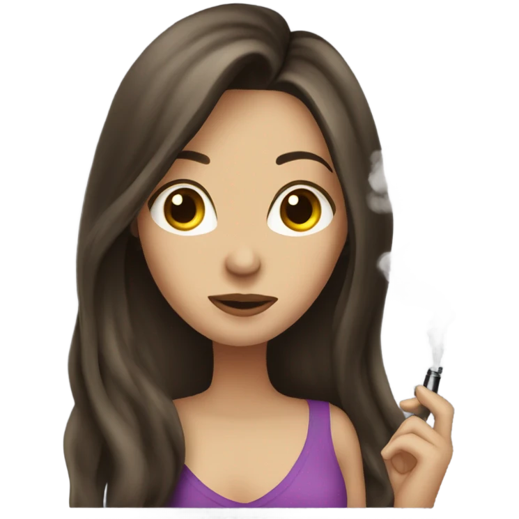Long hair Brunette girl  vaping emoji