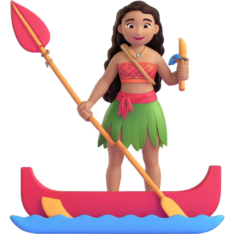Moana smiling holding an oar emoji
