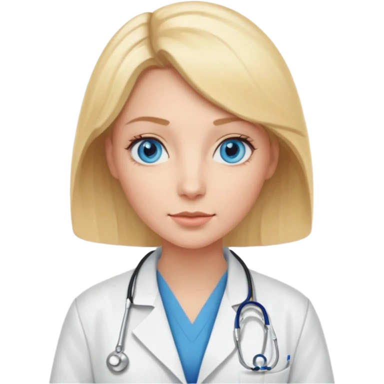 Una mujer rubia de ojos azules que es doctora emoji