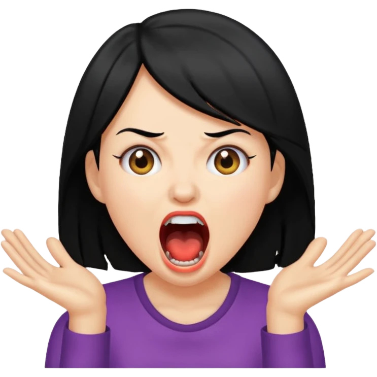 femme cheveux noire peau claire qui crie  emoji