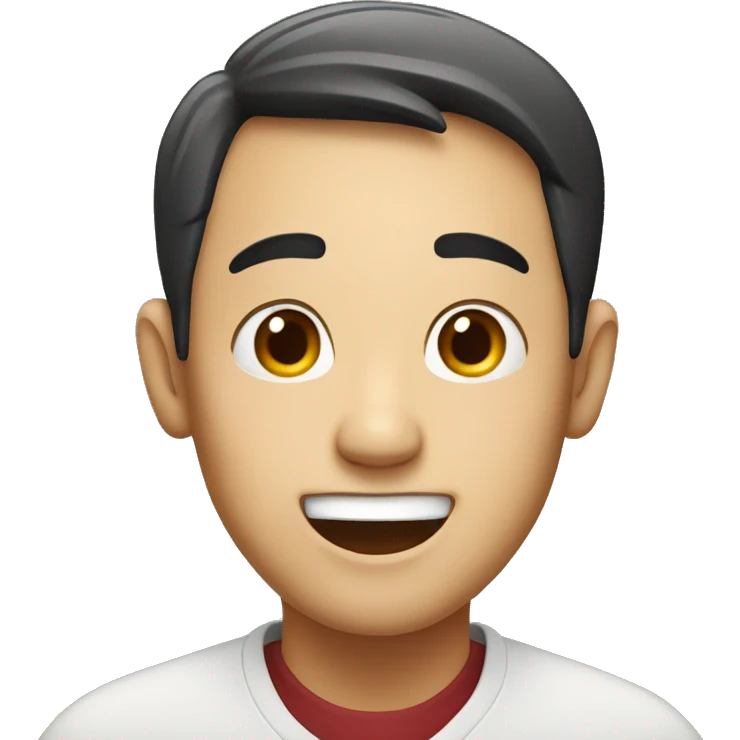 Smiling Chinese man have a surprised emoji