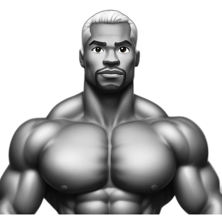 Bodybuilder black and white with sexy face emoji