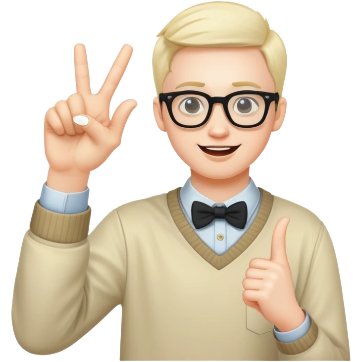 a nerd with glassses doing te hang loose sign emoji