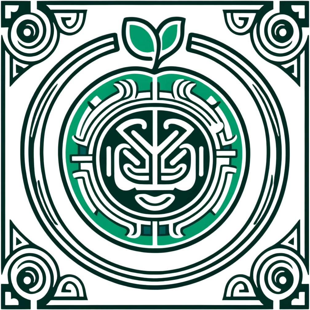 Sophisticated Mayan communication glyph, elegant Apple-inspired design, strictly white and dark forest green color palette, clean minimalist style emoji