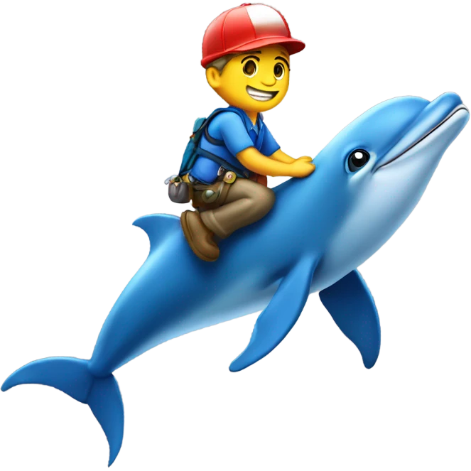 Plumber riding a dolphin emoji
