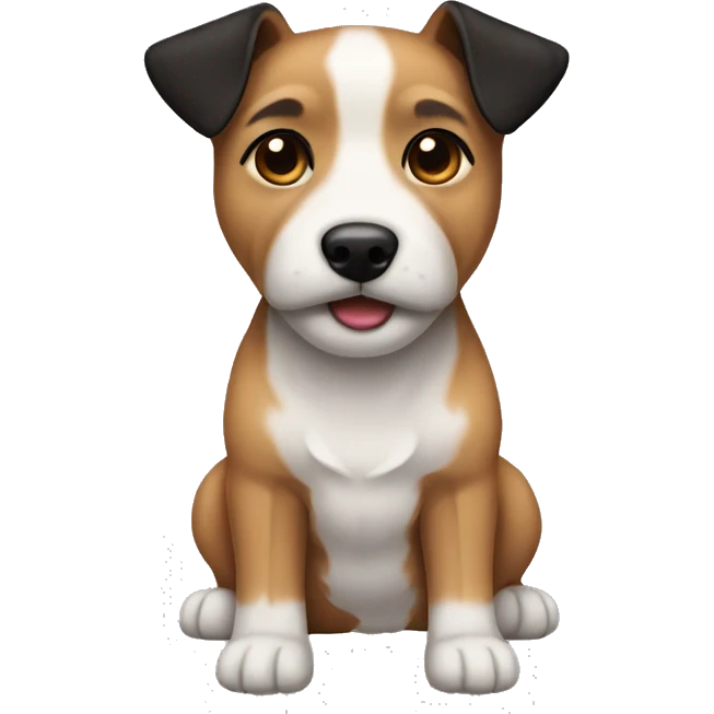 Terrier light brown black ears white mouth  emoji
