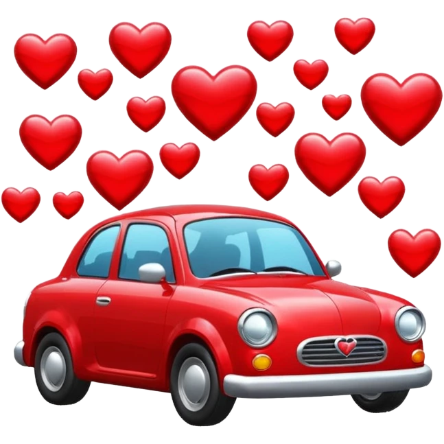 red car surrounded by hearts emoji