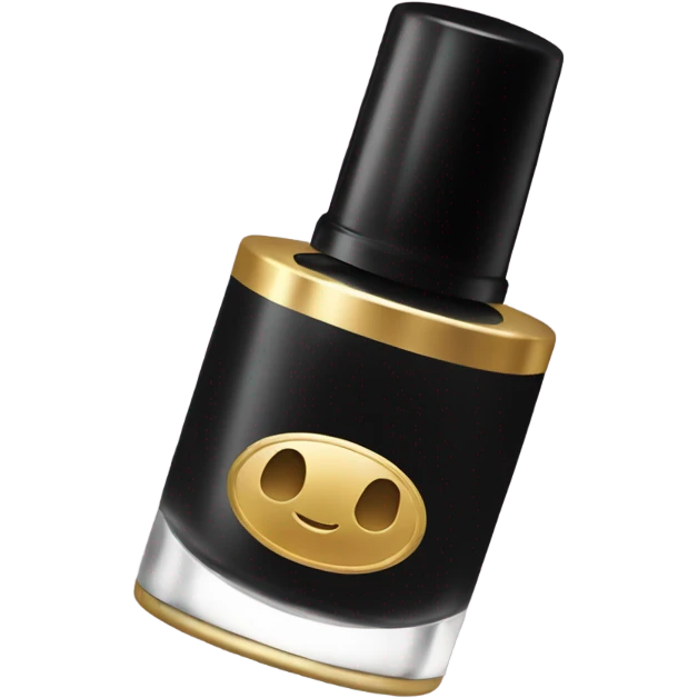Black nail polish bottle with gold cap emoji