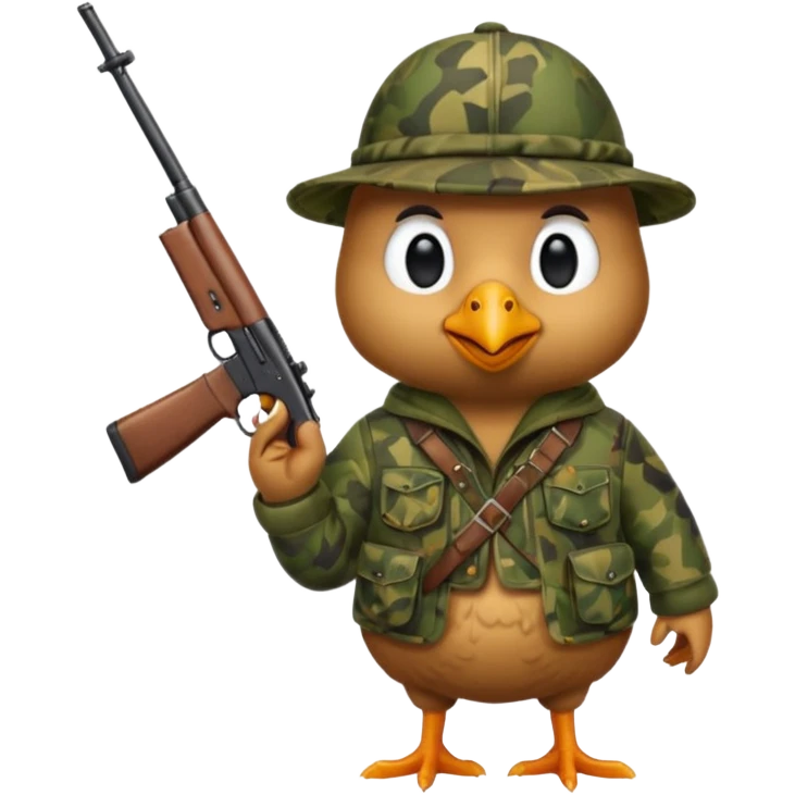 Emoji Chicken dressed as an hunter emoji