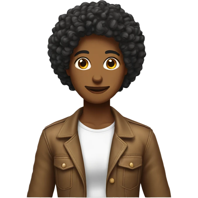 chico negro pelo rizado y chica blanca pelo liso castaño  emoji