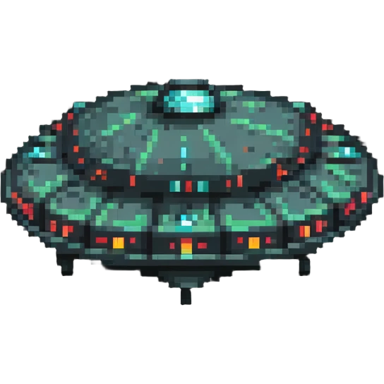 Retro flying saucer spaceship with glowing lights emoji