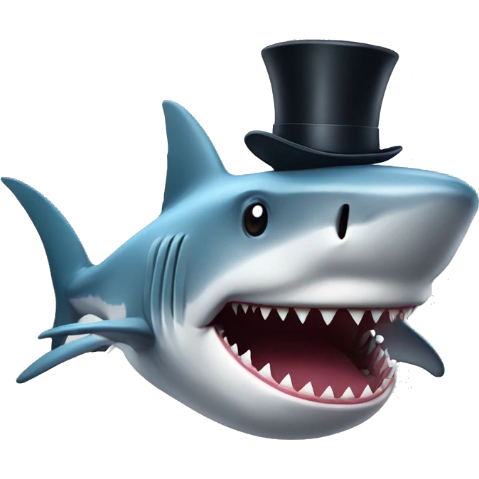 Shark with a top hat emoji